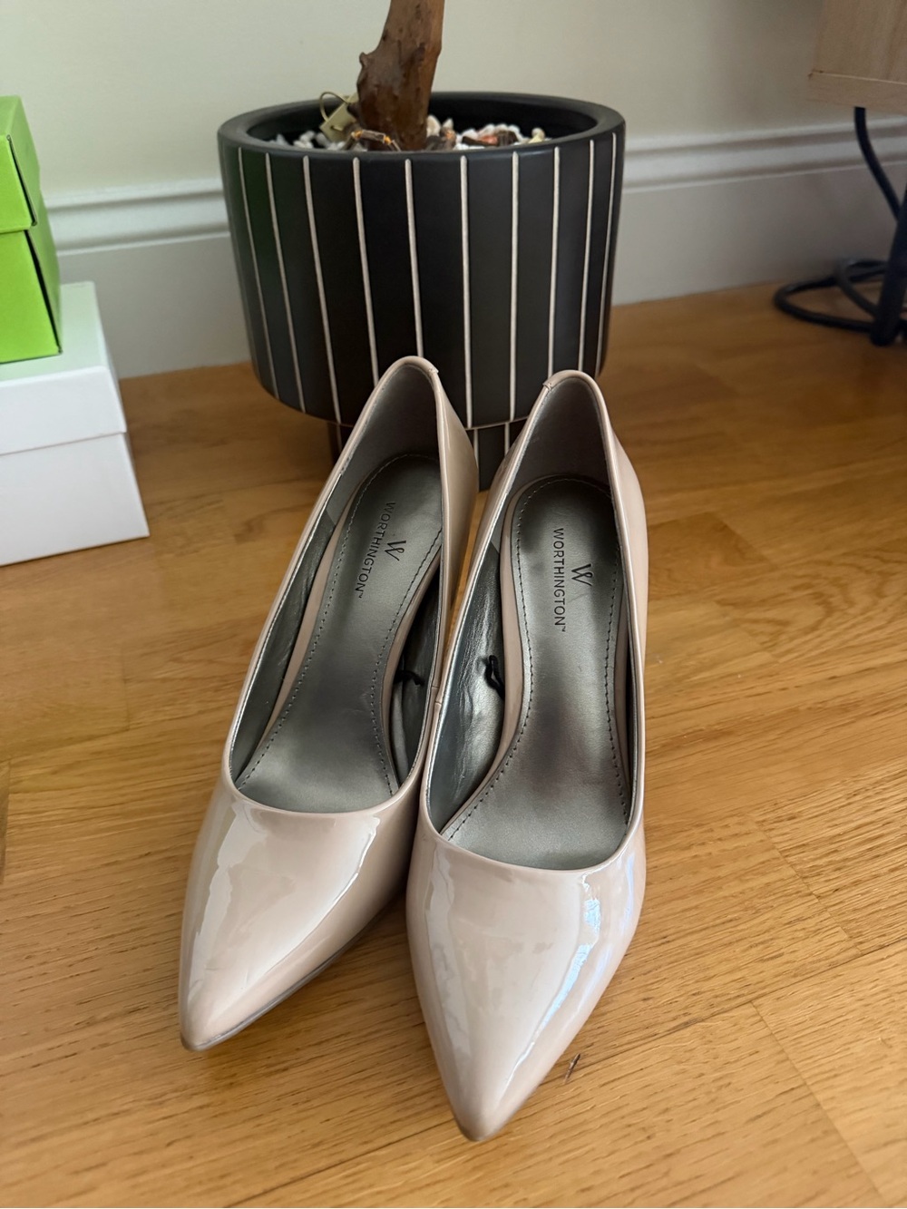 Worthington Blush Patent Pointed-Toe Pumps